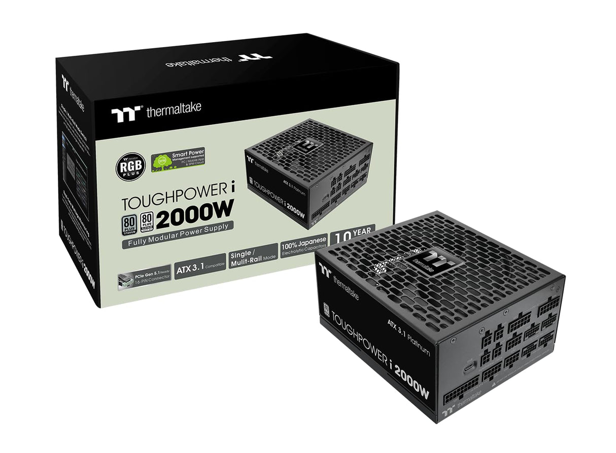 Thermaltake Toughpower i 2000W | Fuente de Alimentación Digital ATX 3.1 | 80 Plus Titanium | PCIe Gen 5.1 con 12V-2×6 | Monitorización en Tiempo Real | Totalmente Modular