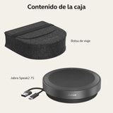 Jabra Speak2 75 Altavoz inalámbrico Bluetooth para el Trabajo, 4 micrófonos con cancelación de Ruido, Altavoces de 65 mm - Nueva función de conexión -USB-A y USB-C, Zoom y Google Meet, Gris Oscuro