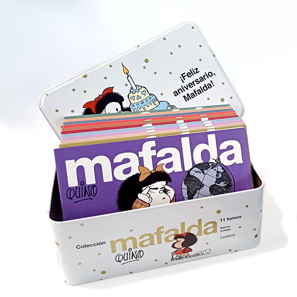 Colección Mafalda: 11 tomos en una caja de lata (edición ¡Feliz aniversario, Mafalda!) (Lumen Gráfica)
