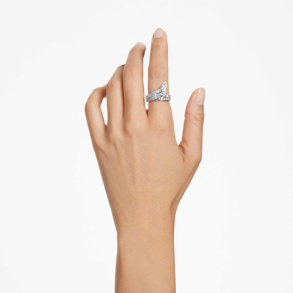 Swarovski Anillo de cóctel Hyperbola, Swarovski Zirconia, Tallas Mixtas, Baño de Rodio