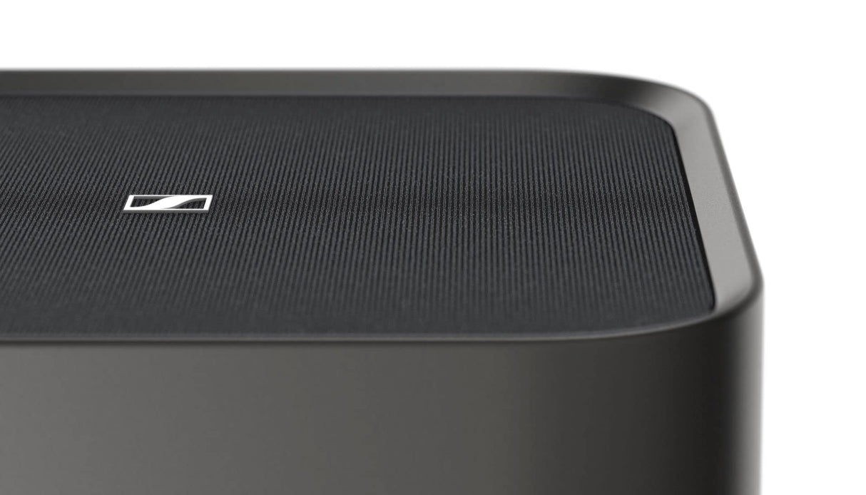 Sennheiser AMBEO Sub para TV y Música - Enchufe Europeo - Sonido Envolvente 3D Inmersivo - Bajos Profundos de 27 Hz - Subwoofer de 8" con Amplificador Clase D de 350W - para la Familia AMBEO Soundbar