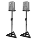 Pyle Soporte Altavoz Suelo, Base Triangular, pies para monitores de Estudio, Altura Ajustable de 26” a 52”. Color Negro. 1 par