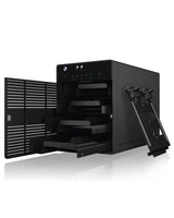 ICY BOX Externes 4-Fach USB-C Gehäuse für 2,5 Zoll & 3,5 Zoll SSD und Festplatten, USB 3.1 (Type-C, Gen 2), JBOD, Lüfter, SATA, Aluminium, Schwarz
