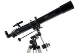 Celestron 21048 PowerSeeker 80EQ Telescopio Refractor: Incluye Dos oculares, Diagonal de Imagen Recta, Lente Barlow de 3 aumentos, trípode Ajustable en Altura y Bandeja de Accesorios de Lujo, Negro