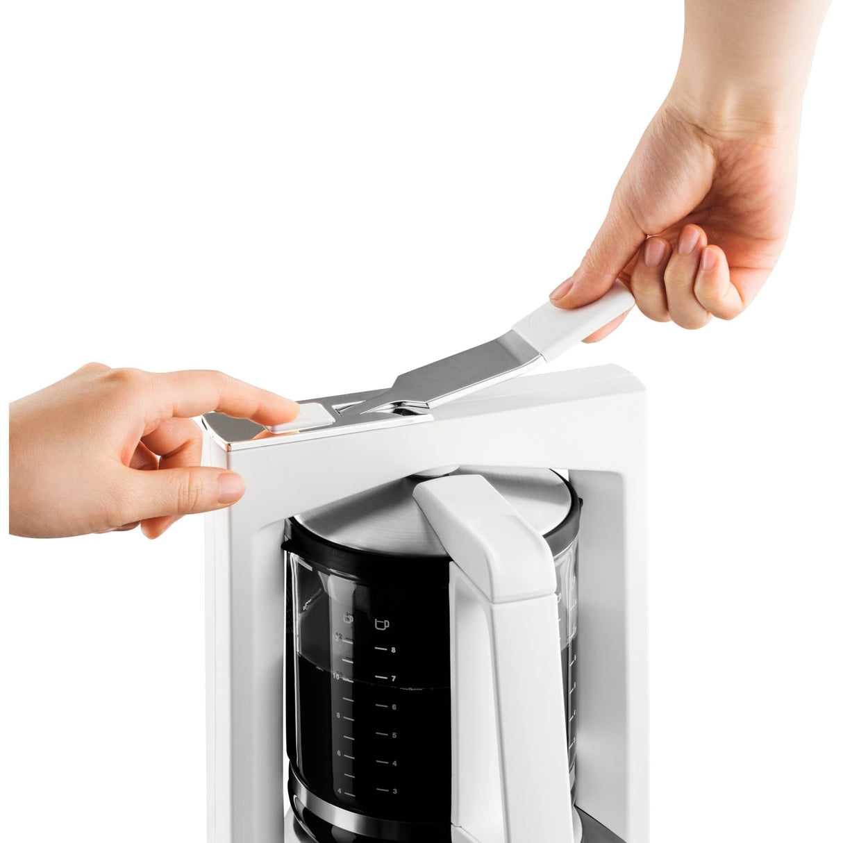 Krups KM468210 - Cafetera de goteo, 850 W, 1 L, acero inoxidable/vidrio, blanco