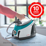 Polti La Vaporella XT100C, Plancha de Vapor con Caldera, 7,5 Bar de Presión, Autonomía Ilimitada, 1,4 L de Capacidad, Potencia 2350 W, Pulso de Vapor 500g, Blanco y Turquesa