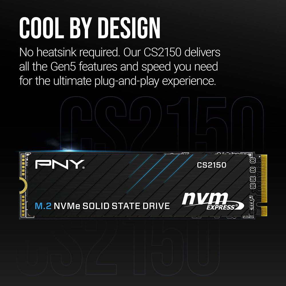 PNY CS2150 2TB SSD Interno M.2 NVMe, hasta 10300MB/s (Lectura) - M280CS2150-2TB-TB