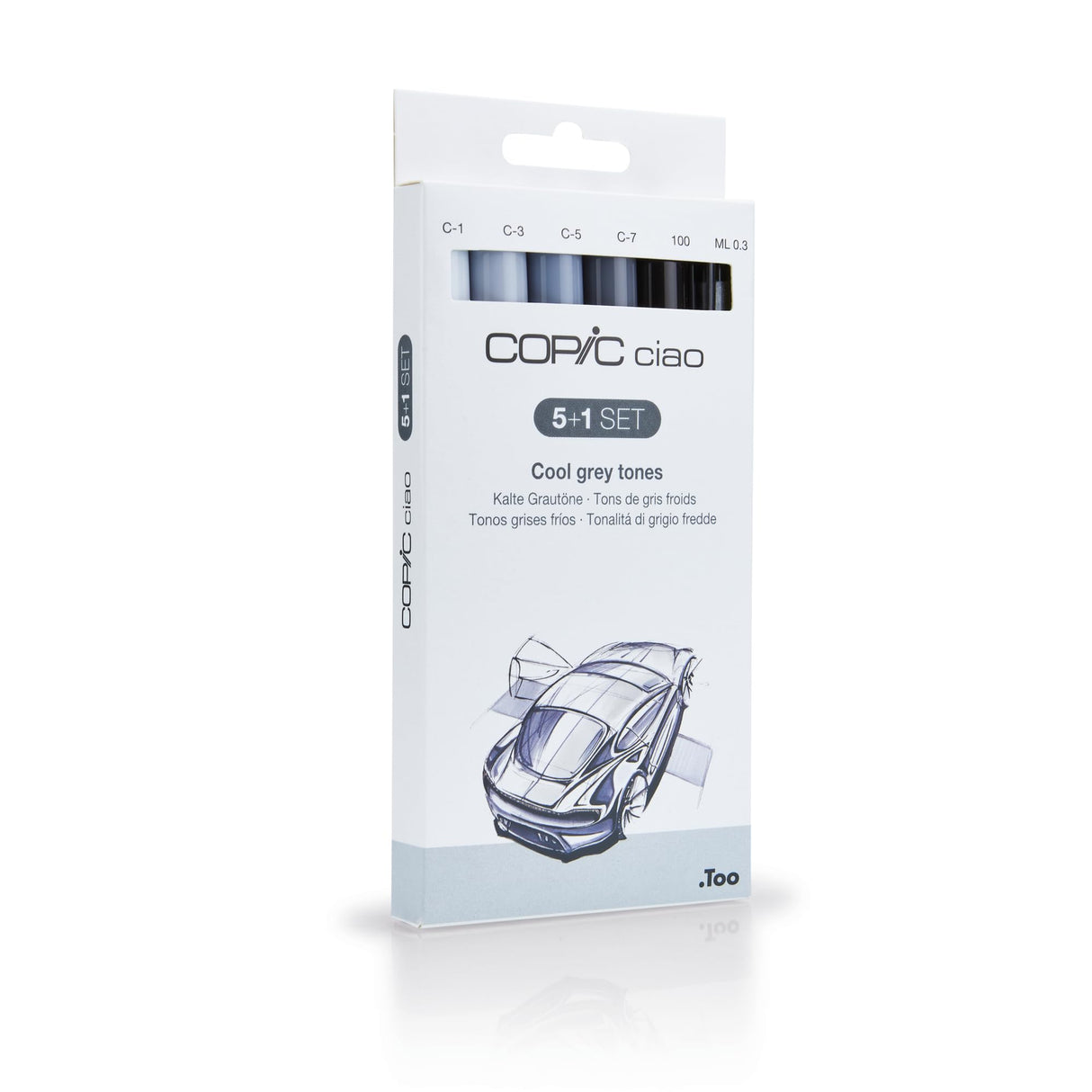 Copic Ciao - Juego de rotuladores (5 unidades, doble punta, incluye rotulador de punta fina 0,3 mm), tonos grises