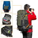 Lowepro PhotoSport PRO BP 55L AW IV - Mochila para cámaras réflex sin espejo, acceso delantero/trasero, compartimento extraíble para cámara, correas de accesorios, talla M/L, gris oscuro/verde