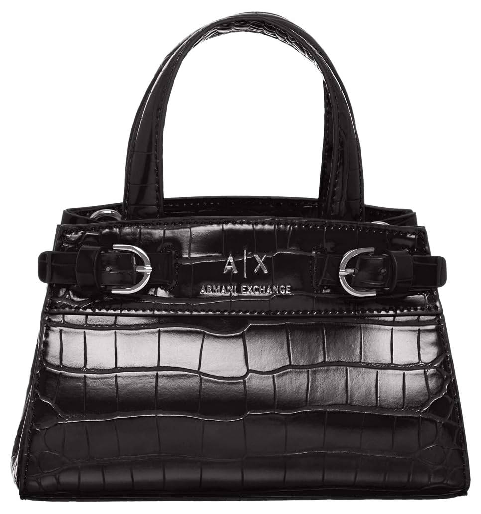 Armani Exchange Milano 91, Sustainable, Tortoiseshell,Double Buckle, Tote S Mujeres, Negro, Talla única