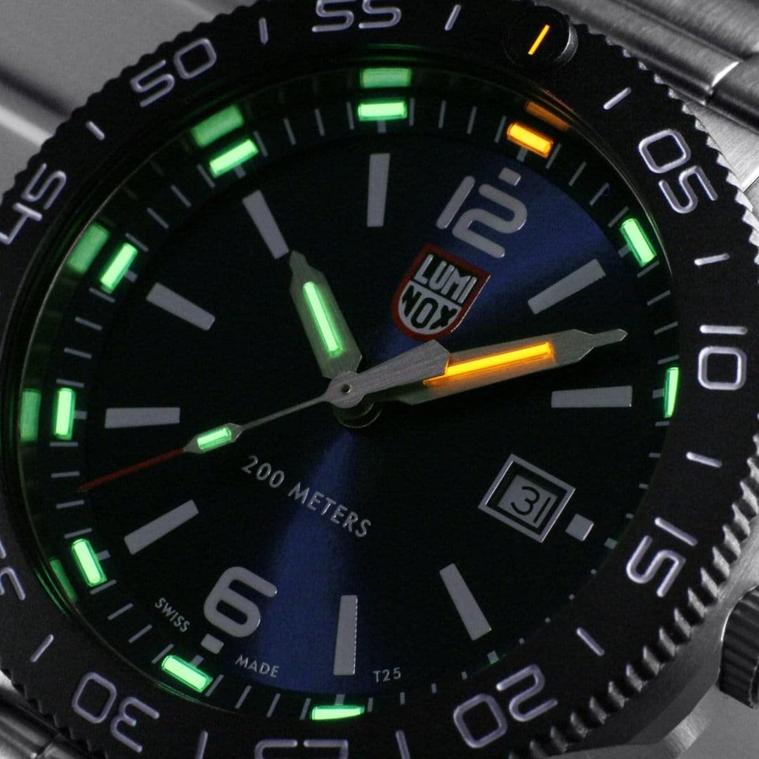 Luminox Pacific Diver XS.3123 Reloj de Hombre 44mm - Reloj de Buceo en Plata/Azul con Pantalla de Fecha 200m de Resistencia al Agua Cristal de Zafiro