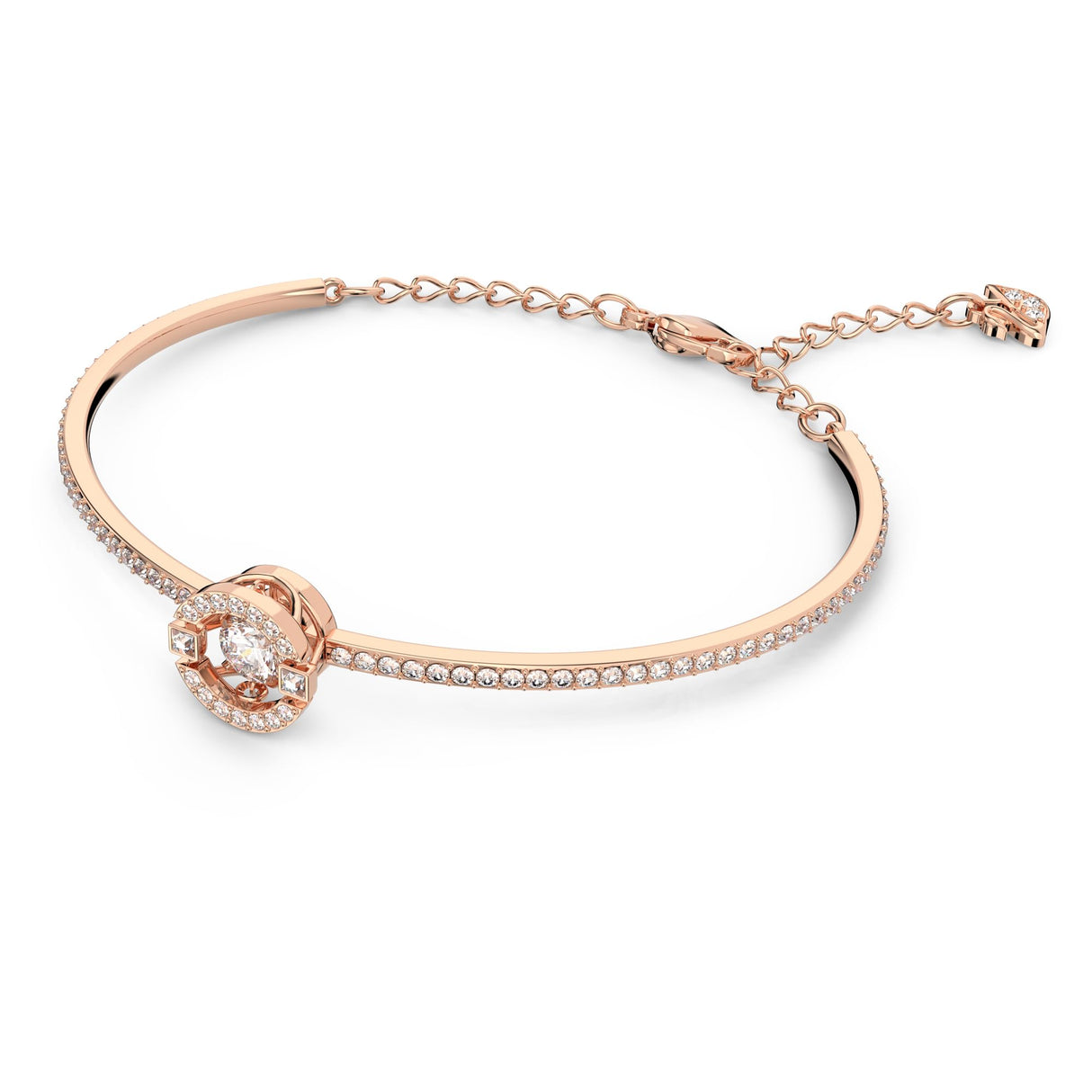 Swarovski Brazalete Swarovski Sparkling Dance, Talla redonda, Blanco, Baño tono oro rosa