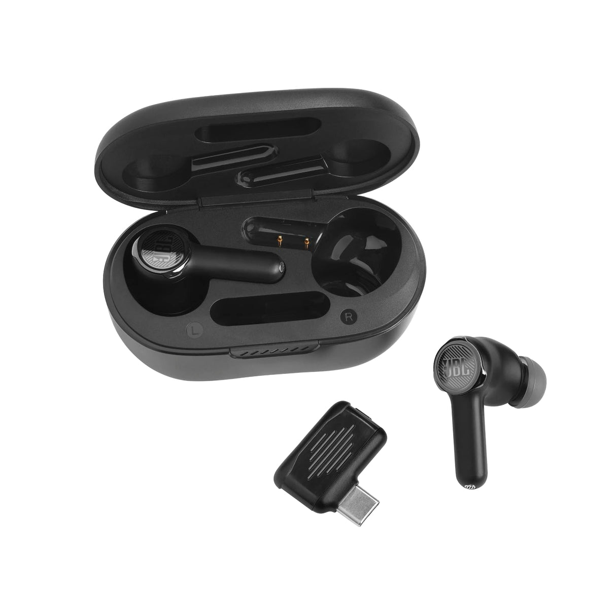 JBL Auriculares Quantum TWS juegos de eSports, baja latencia, In Ear, Auriculares Bluetooth con cancelación de ruido con 22 horas de duración de la batería, negro
