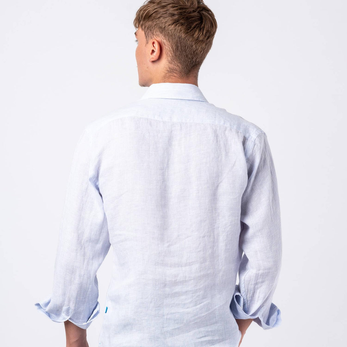 Panareha Camisa Polera Hombre Lino a Rayas Samui Azul (L)