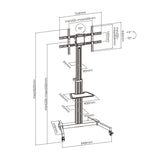 Aisens FT86TRE-197 Soporte de Suelo con Rueda Bandeja DVD para Monitor/TV hasta 50Kg 37"-86"