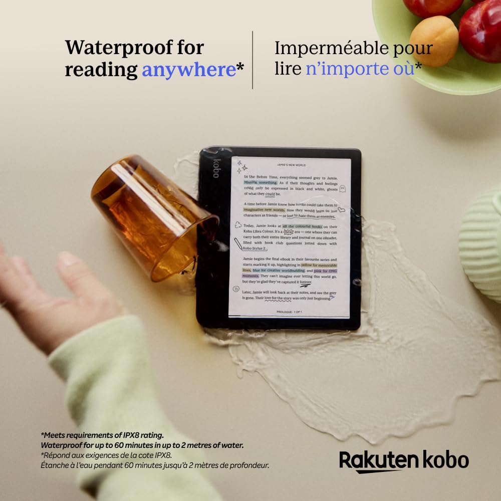 Kobo Libra Colour eReader | Pantalla E Ink Kaleido™ 3 de 7" | Temperatura del Color y Brillo Ajustables | Reducción luz Azul | eBooks y AudioBooks | Memoría 32 GB | Resistente al Agua | Blanco
