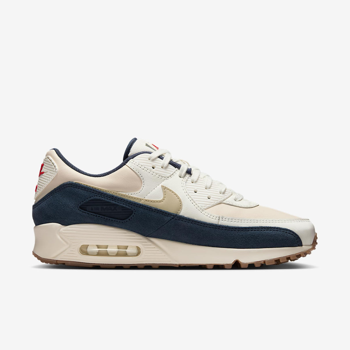 NIKE Air MAX 90 PRM, Zapatillas Deportivas para Hombre, Vela Marfil Claro Lt Khaki Thunder Azul, 44 EU