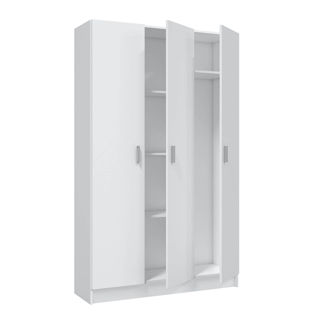 Habitdesign Armario Multiusos 3 Puertas 4 Estantes, 180x109x37 (AltoxAnchoxFondo), Color Blanco Mate