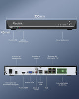 Reolink NVR 36CH, Soporta Cámaras 16MP/12MP/4K/5MP, 3 Bahías para HDD (sin HDD), Sistema Alarma O/I, 36 Canales (Conmutador PoE Necesario), RLN36