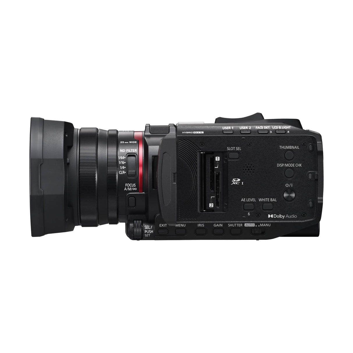 Panasonic HC-X1200E 4K 60p Videocámara Estilo De Mano con Lente Gran Angular de 25 mm, Zoom Óptico de 24x, OIS Híbrido de 5 Ejes, USB PD, Negra