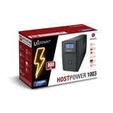 Atlantis A03-HP1003 - Fuente de alimentación ininterrumpida de Onda sinusoidal Pura 800VA 480W Line Interactiva, Pantalla LCD, Puerto USB-HID, 2 Salidas Shuko + Cable de alimentación, 1 batería