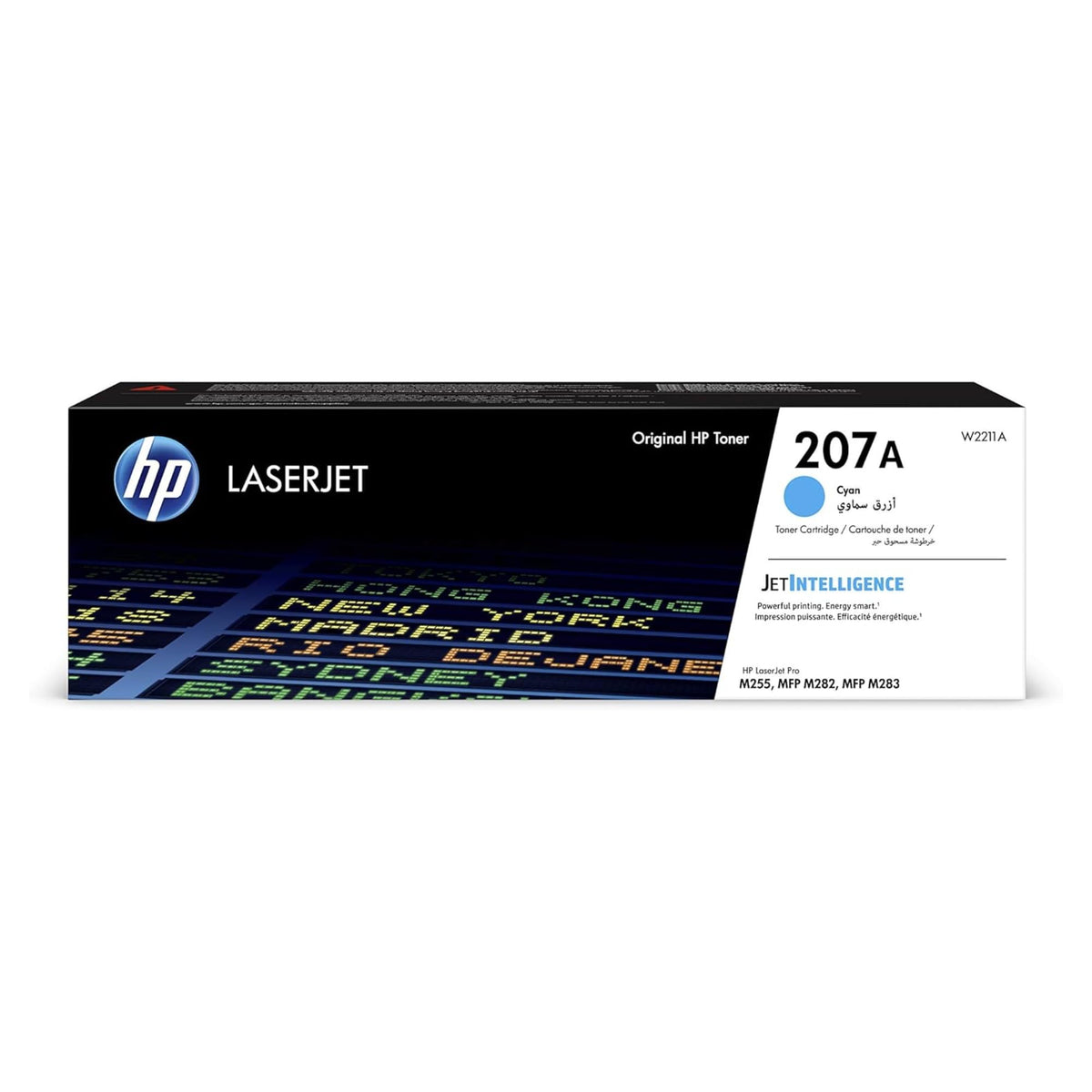 HP 207A W2211A, Cian, Cartucho Tóner Original, de 1.250 páginas, para impresoras HP Color LaserJet Pro MFP M282nw, MFP M283fdn, MFP M283fdw, M255dw y M255nw