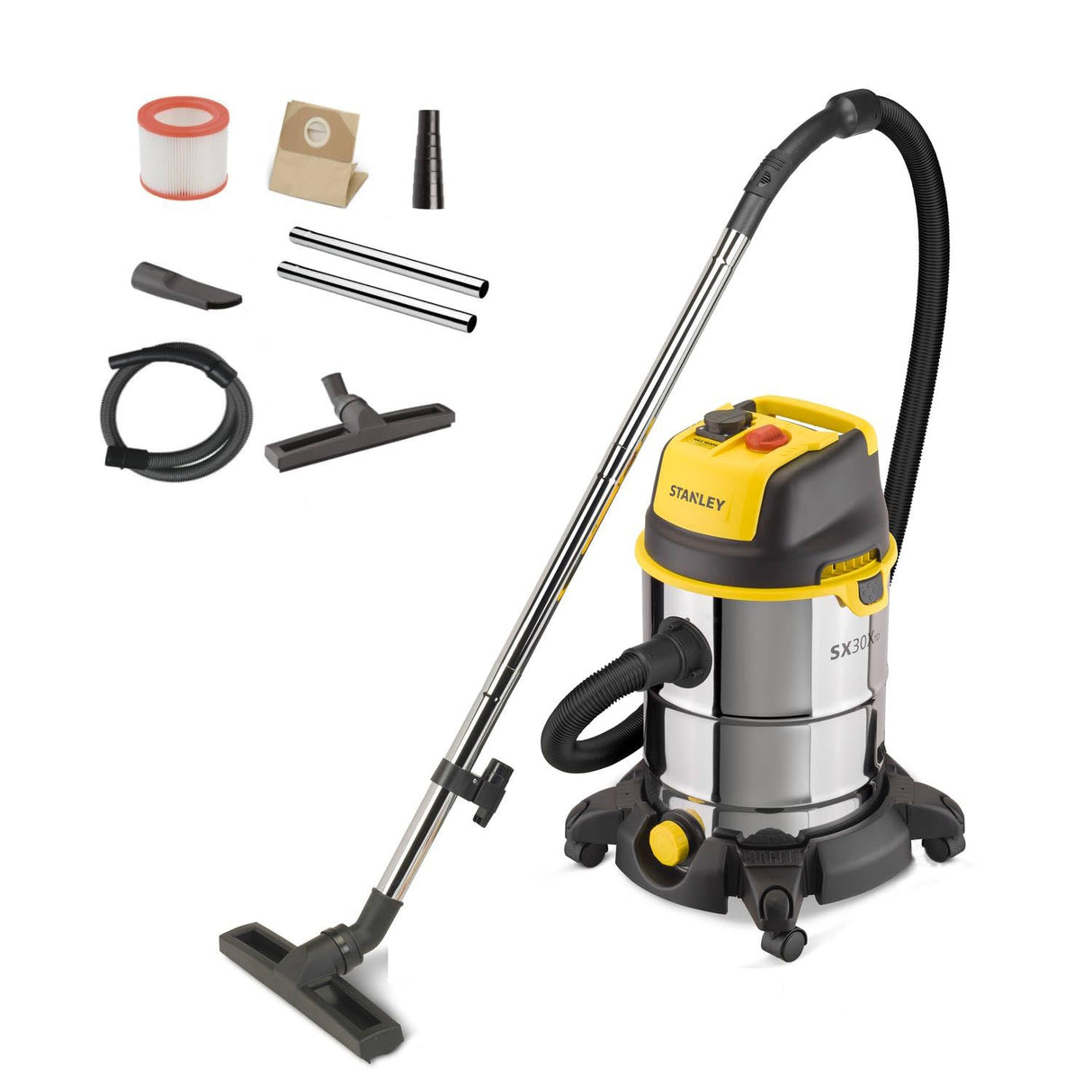 Stanley Aspirador Multiuso SXVC30XTDE de sólidos y líquidos con Toma para Herramientas eléctricas integrada (1600 W, 30 L)