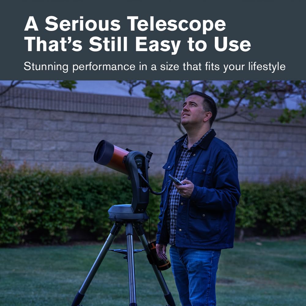 Celestron 11049 Telescopio computarizado NexStar 4SE Maskutov-Cassegrain con montaje totalmente automatizado, tecnología SkyAlign y revestimiento XLT, negro/naranja