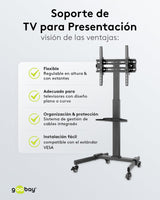 Goobay 59507 Soporte de TV móvil con Ruedas para televisores y monitores de Entre 37" y 70" (94-180cm) / Inclinable y Ajustable en Altura/Soporte de TV para TV Plana y TV Curva de hasta 35 kg