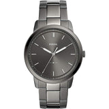 Fossil Reloj para hombre The Minimalist 3H, movimiento de cuarzo, caja de acero negro de 44mm con correa de piel, FS5551, Marrón Oscuro
