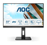 AOC 22P2DU - Monitor FHD de 22 Pulgadas, Altura Regulable (1920 x 1080, 75 Hz, VGA, DVI, HDMI, USB Hub), Color Negro