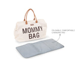 CHILDHOME, Mommy Bag, bolso cambiador, maternidad, bolso de viaje, gran capacidad, cambiador, correa ajustable para el hombro, compartimentado, bolsillo termico, pasaje para la maleta, Crudo y negro