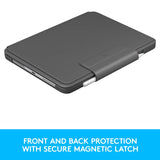 Logitech Slim Folio Pro para iPad Pro de 11 pulgadas 1a y 2a generación, Disposición QWERTY Pan Nordic, Gris