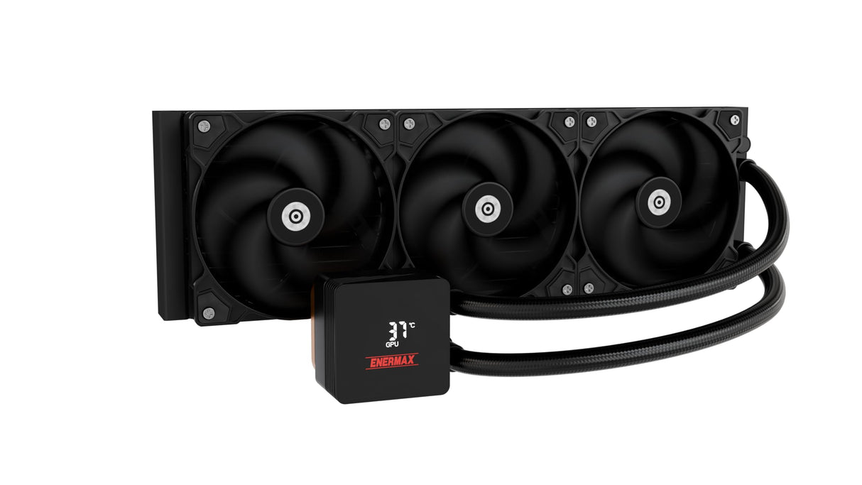 ENERMAX LIQMAX IV 360 mm AIO CPU de refrigeración por agua, cámara doble, TDP 380 W +, Intel LGA 1851/1700/115x/2066, AMD AM5/AM4, pantalla digital, 3 ventiladores de flujo de rendimiento PWM de 120