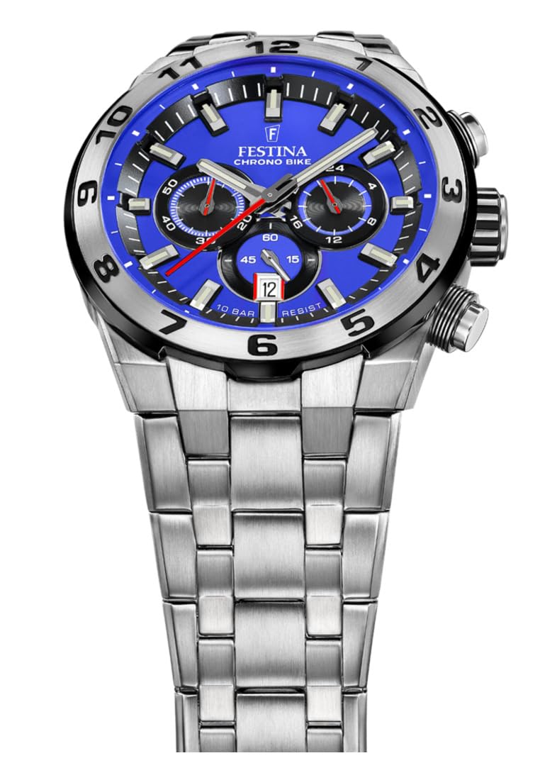 Festina Reloj Hombre F20670/3 Chrono Bike Caja de Acero Inoxidable 316l Plateado Correa de Acero Inoxidable 316l Plateado