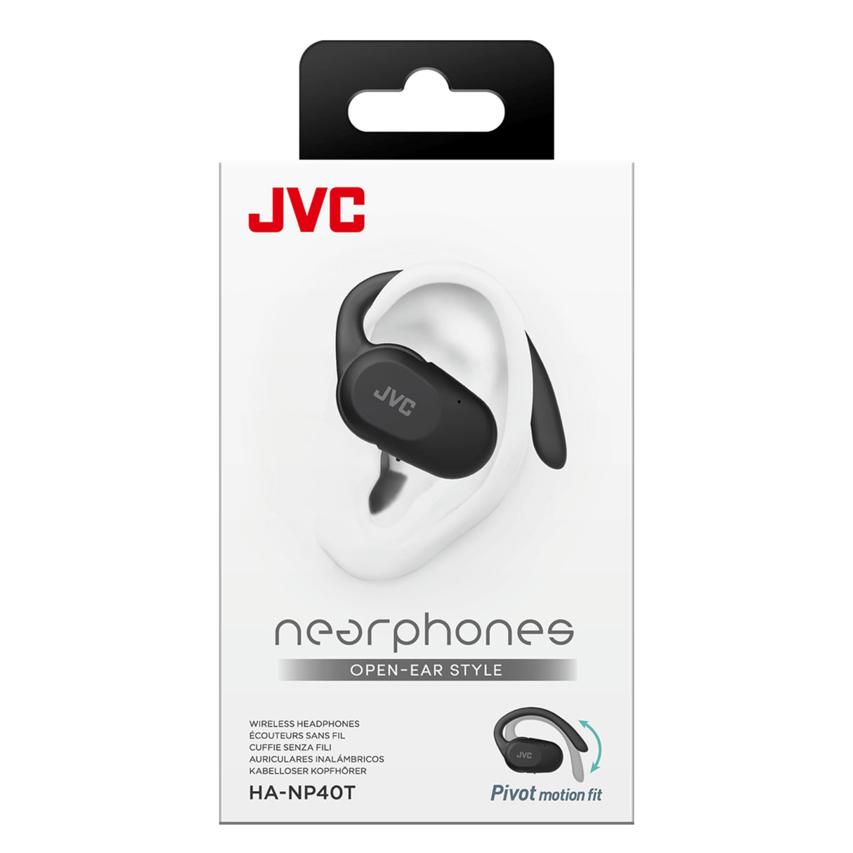 JVC Auriculares Inalámbricos Bluetooth | 26h de Batería y Carga Rápida | Oido Abierto | Ligeros y Resistentes a Salpicaduras | Ideales para el Deporte y Control Táctil - HA-NP40T (Negro)