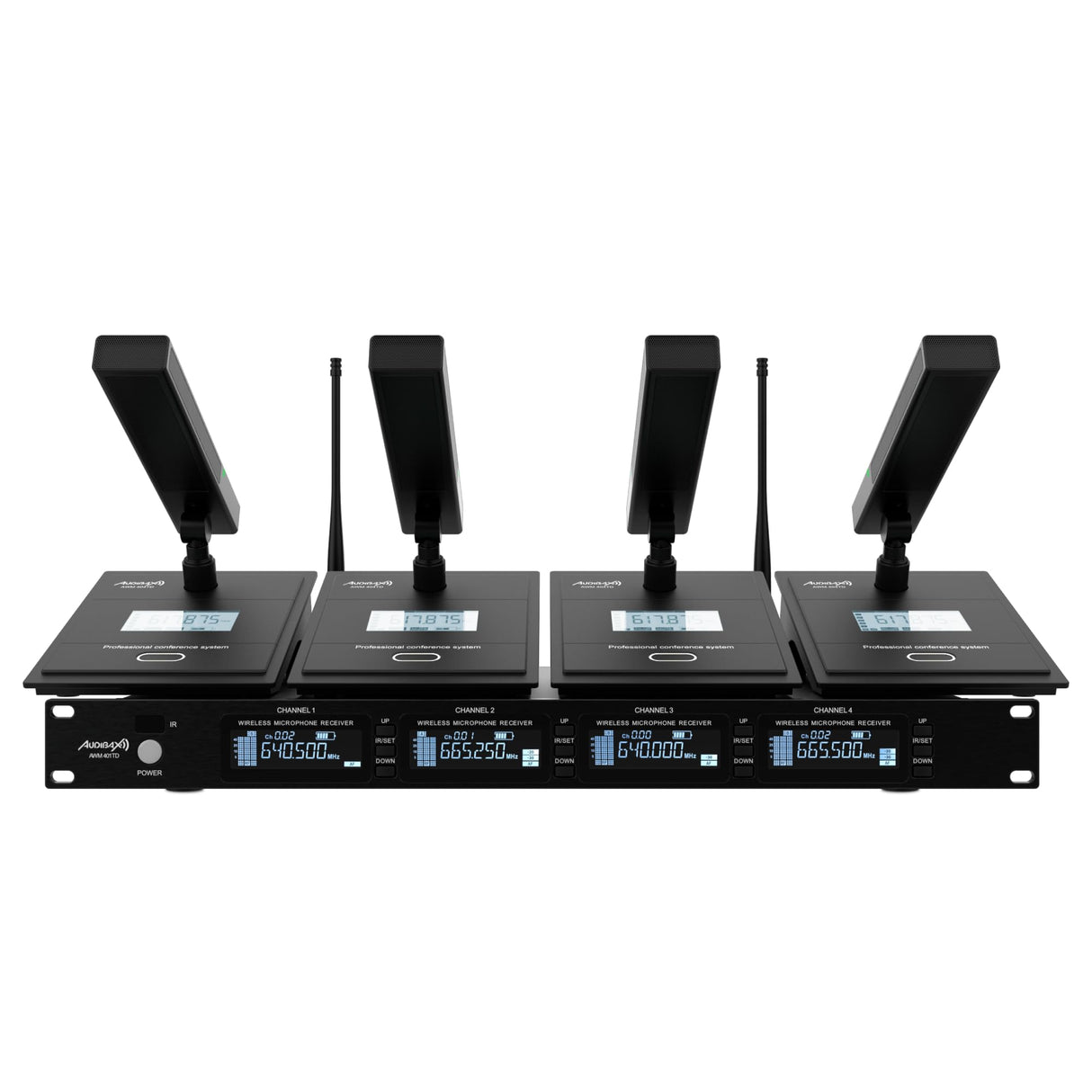 Audibax AWM 404 TD Sistema Inalámbrico Micrófono de Conferencia 4 Canales UHF