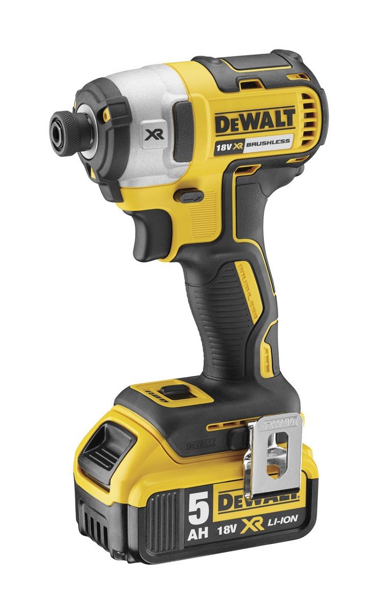 DEWALT DCF887P2-QW - Atornillador Impacto sin escobillas XR 18V, Portabrocas 1/4", Torque 205Nm, 2 baterías Li-Ion 5,0Ah, Maletín TSTAK, Negro Y Amarillo