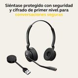 Jabra Engage 55 Auriculares Inalámbricos Estéreo con Adaptador Link 400 USB-A DECT, Micrófono con Cancelación de Ruido, Protección Auditiva - Certificado para MS Teams - Negro