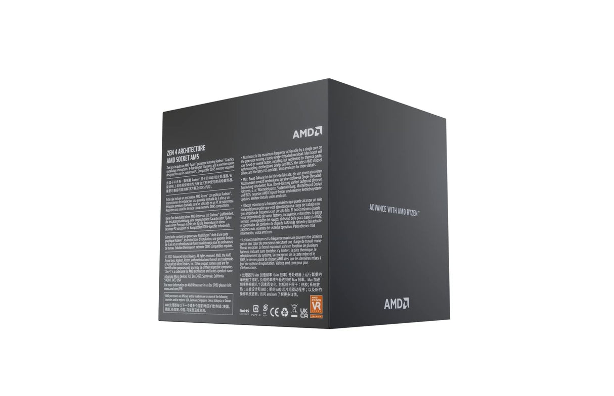AMD Ryzen 7 7700 Procesador (tarjeta gráfica Radeon integrada, 8 núcleos/16 threads, 65W TDP, Socket AM5,40MB Caché, Reloj de aumento máx. hasta 5.3 GHz, con ventilador Wraith Prism)