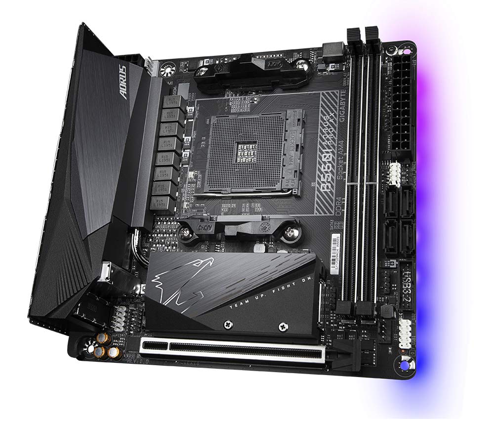 GIGABYTE B550I AORUS PRO AX Placa base - Procesadores AMD Ryzen 5000, VRM de 8 fases, hasta 5300 MHz DDR4, 1xPCIe 4.0 + 1xPCIe 3.0 M.2, Wi-Fi 6E, LAN 2.5GbE, USB 3.2 Gen 2