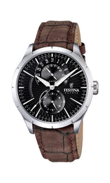 Reloj FESTINA para Hombre F16573/4 Correa Clasico Caja de Acero Inoxidable 316l Plateado Correa de Cuero Marrón