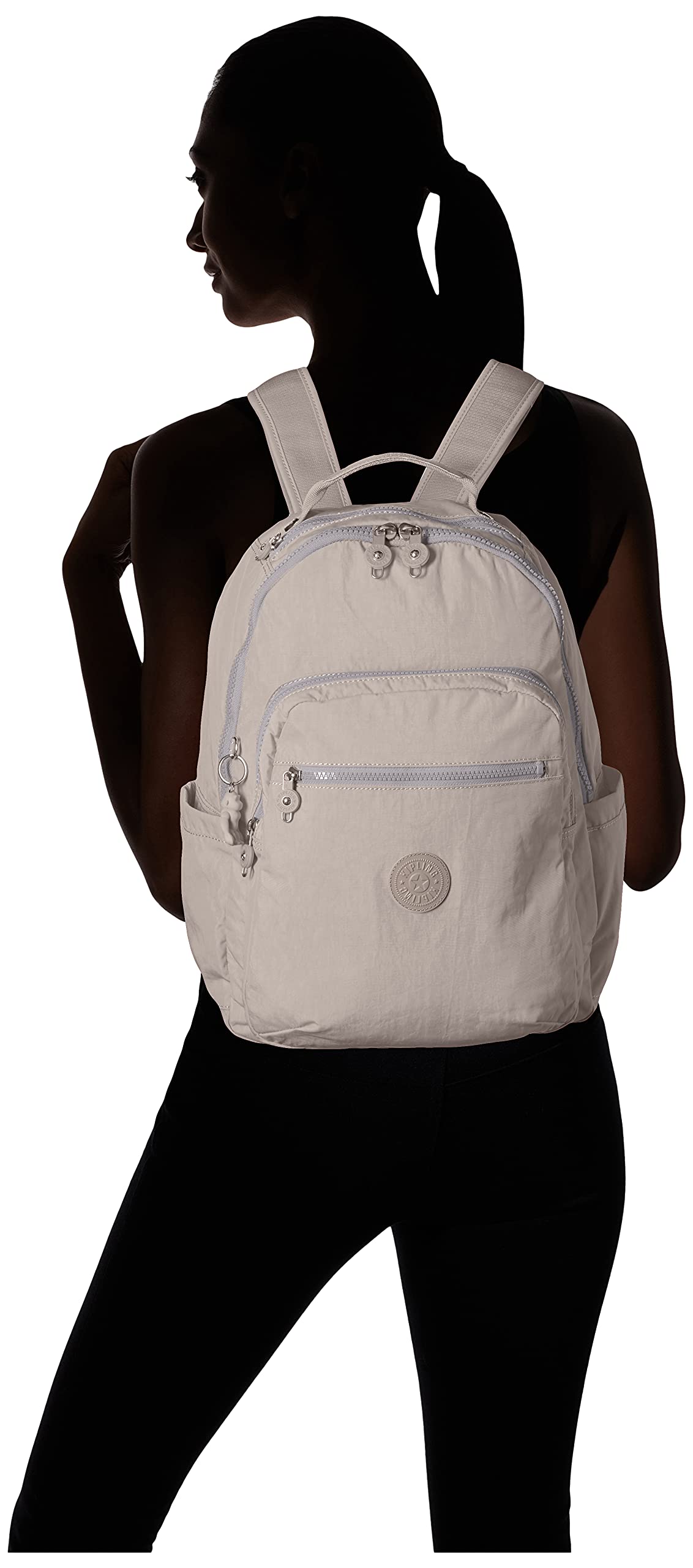 Kipling Seoul - Mochila para laptop de 15 pulgadas para mujer, duradera, espaciosa con correas acolchadas para el hombro, mochila escolar (paquete de 1), Gris Gris, L, Seoul - Mochila para portátil de