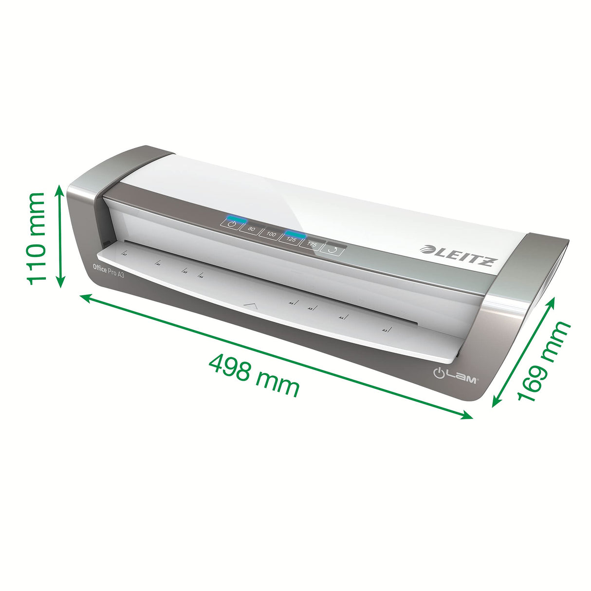 Leitz Plastificadora A3, Ideal para la oficina o la escuela, Plata, Office Pro, iLAM, 75180084