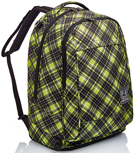 Seven Mochila con ruedas, NEW Tech TARTAN Bolsa con ruedas para libros, 3 en 1, Mochila Desmontable+Trolley, para chicos&chicas Para la escuela, Deporte, Tiempo libre, Funda para portátil, verde