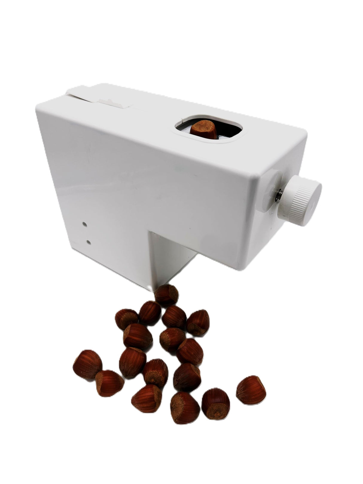 Pelamatic - Máquina Eléctrica para Pelar y Partir Almendras, Nueces y Avellanas | Modos Manual y Automático | Regulador de Tamaño | Fácil de Limpiar, Blanco, Plástico