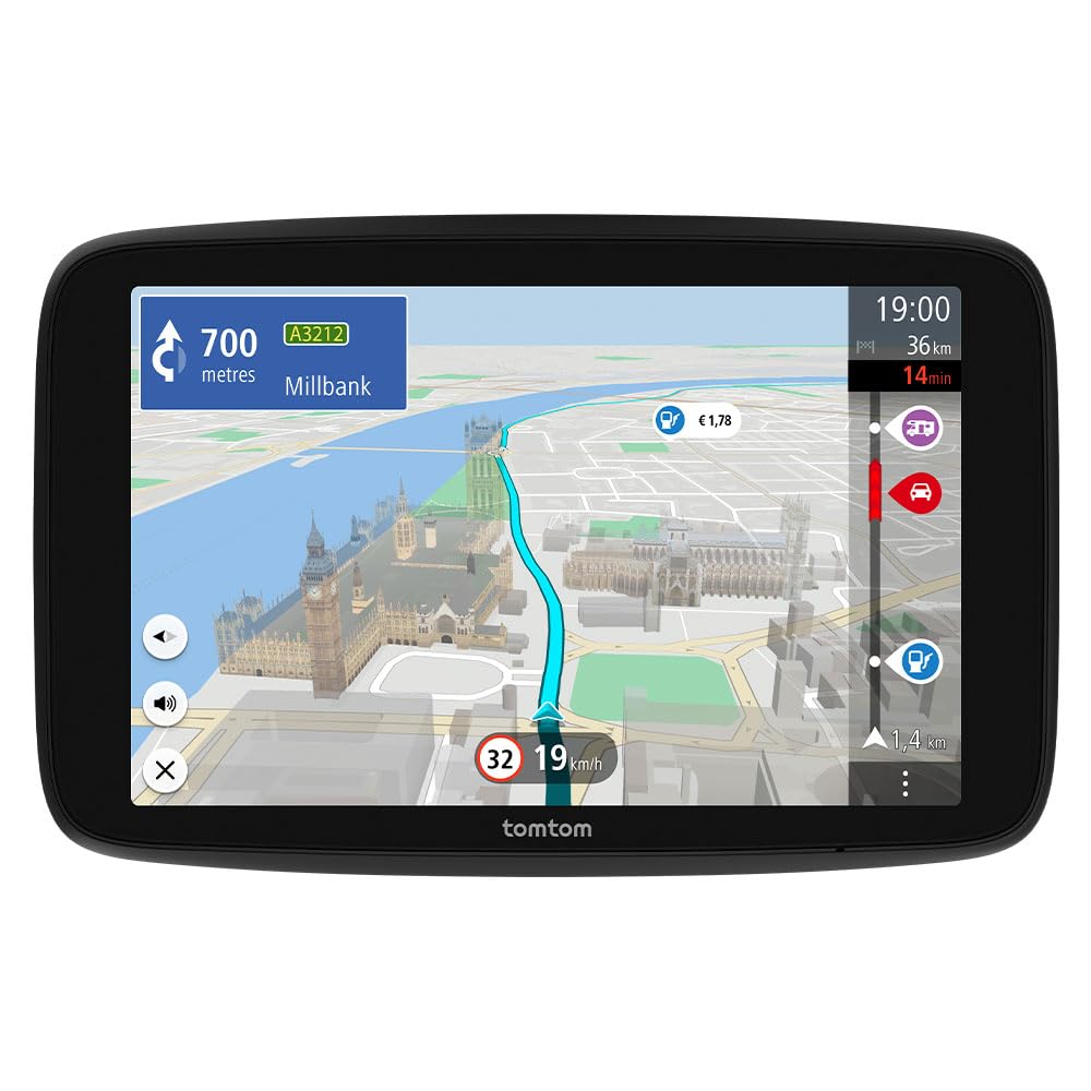 TomTom GPS para Autocaravana GO Camper MAX de 2. Gen. Pantalla de 7" con PDI, actualizaciones por Wi-Fi, TomTom Traffic, perfiles de vehículo, mapas del Mundo y Zonas de Bajas emisiones