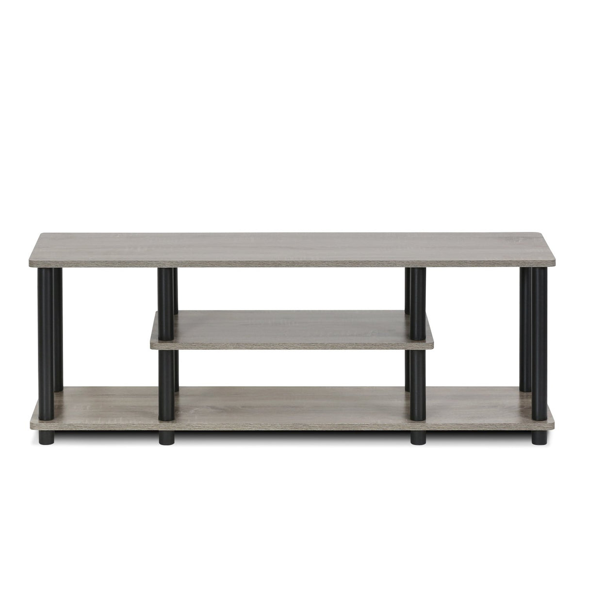 Furinno Turn-N-Tube Muebles TV sin Herramientas, Engineered Wood, Francés Roble Gris/Negro, 47