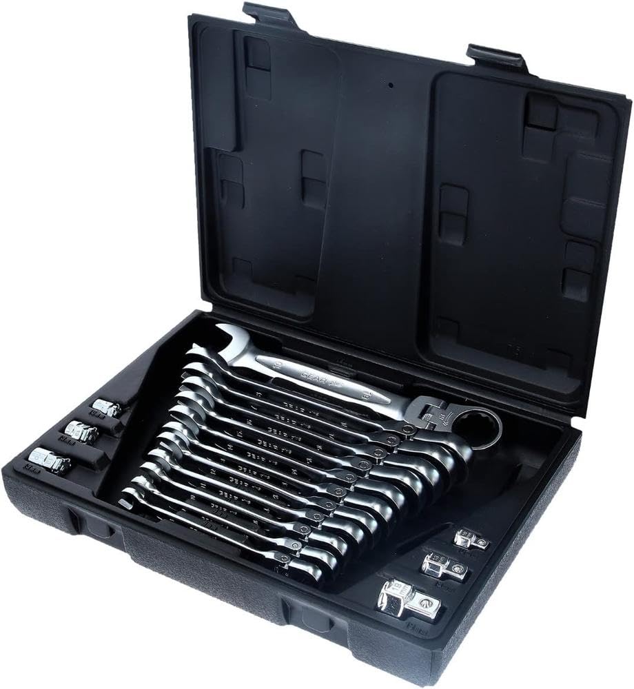 KS Tools 503.4868 Juego de llaves combinadas de carraca articuladas GEARplus, 18 pzsbloqueables