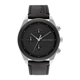 Calvin Klein Reloj Analógico de Cuarzo Multifunción para Hombre Colección Impact con Correa de Cuero Negra - 25200364